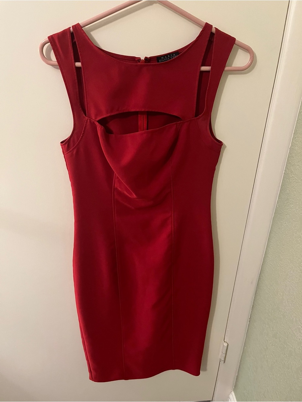 Elegant Red Midi Dress with Cutout Neckline
